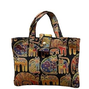 Vintage Small snap closure cloth cat Tote